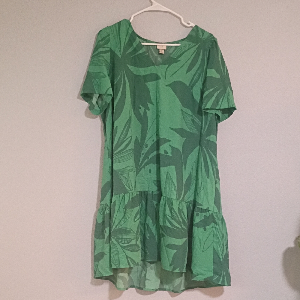 A New Day Leafy Green Mini Dress